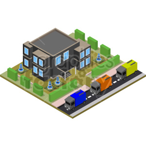 large house isometric vector clipart .