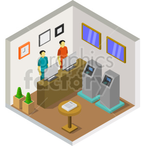 lobby isometric vector graphic clipart.