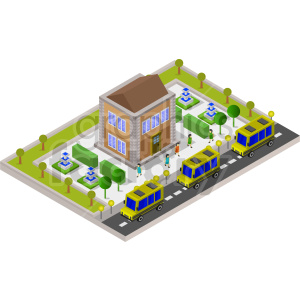 isometric high school vector graphic clipart.