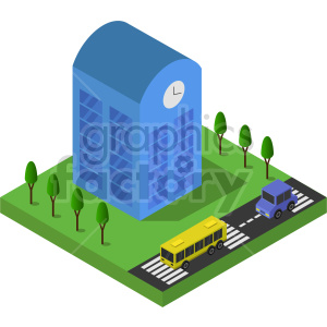 isometric large school vector graphic clipart.