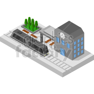 train station isometric vector graphic clipart.