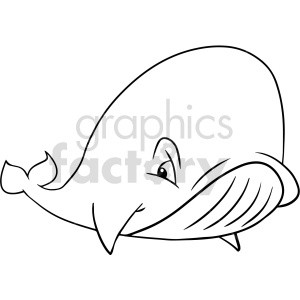 black and white cartoon whale clipart