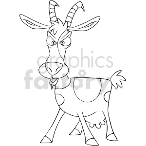 black and white cartoon goat clipart .