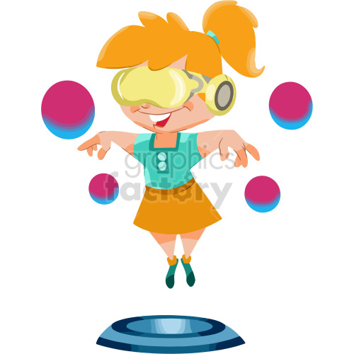 cartoon playing VR virtual reality girl clipart clipart. Commercial use image # 417820