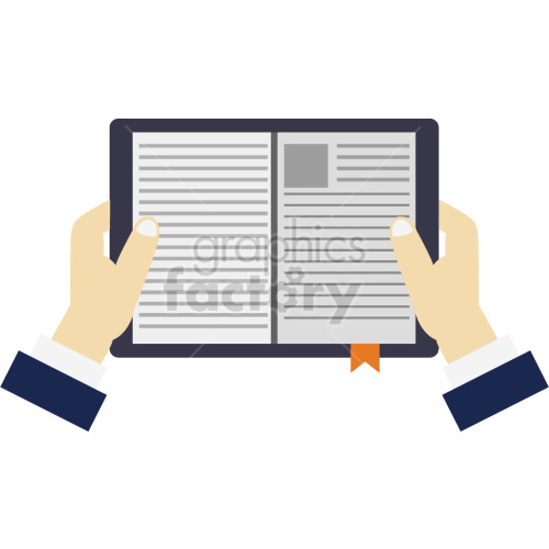 hands holding open book clipart graphic