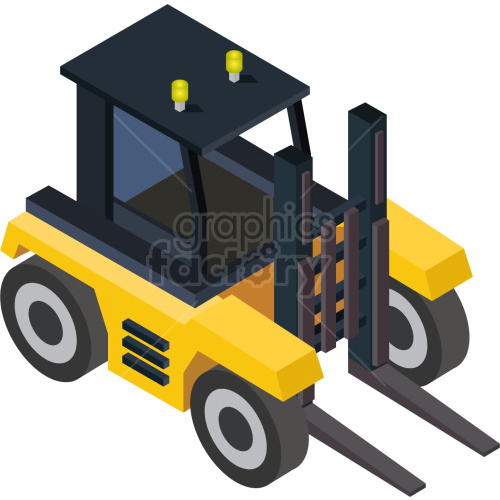 isometric forklift truck vector graphic clipart.