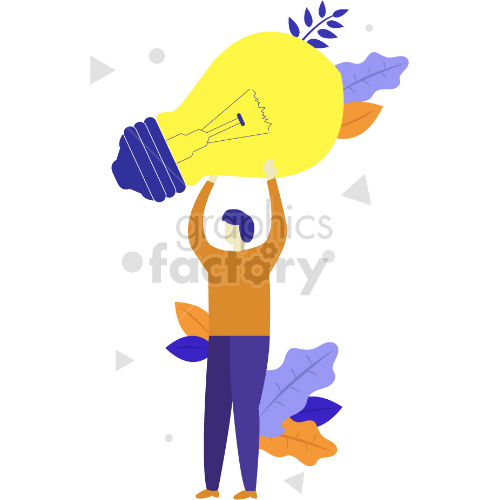 person holding lightbulb for idea vector graphic