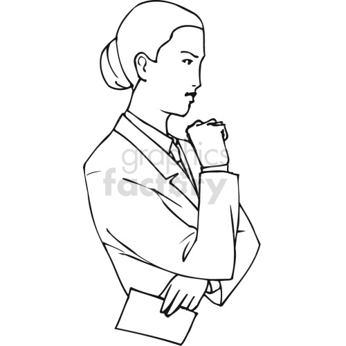woman in suit black white clipart.