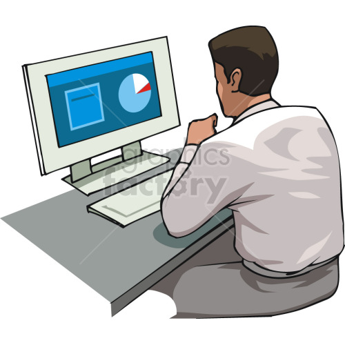 financial analysts looking at charts clipart.