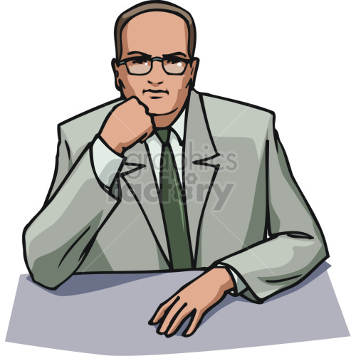 man in suit thinking clipart.
