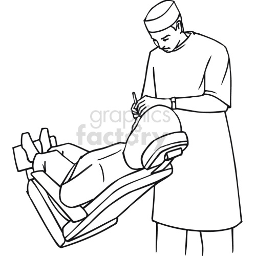dentist working on patient black white clipart. Royalty-free image # 418593