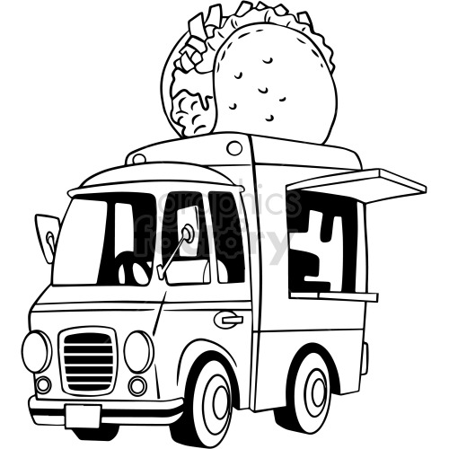 food+truck food restaurant mobile black+white taco