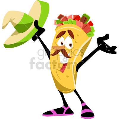 cartoon taco character vector clipart