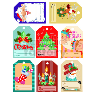 printable christmas gift name tag bundle vector clipart