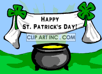 Animated banner over a pot of gold clipart. Commercial use image # 120763