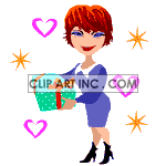 Woman holding valentines gift animation. Commercial use animation # 120858