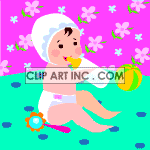 Animated baby girl drinking a bottle clipart. Royalty-free image # 120948