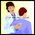 animated doctor checking a patients lungs clipart. Royalty-free image # 120985