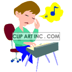 Animated boy playing the keyboard clipart.