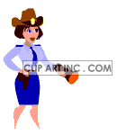 animated female officer with a flashlight clipart.