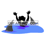 Animated mand swimming with sharks animation. Commercial use animation # 122294