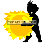 Man trying to lift the sun up animation. Commercial use animation # 122320