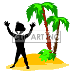   shadow people silhouette working work humans island islands palm tree trees tropical stranded help Animations 2D People Shadow 
