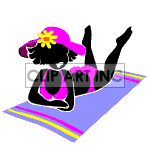 clipart - animated women laying on a beach towel.
