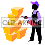 Animated guy checking the inventory. clipart.