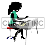clipart - Animated girl playing the keyboard..