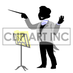 Animated maestro directing an orchestra. clipart.