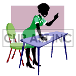 Animated teacher yelling at her class. clipart.