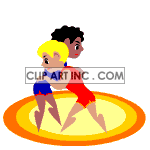 animated cartoon kids wrestling