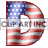 This animated gif is the letter d , with the USA's flag as its background. The flag is waving, but the number remains still