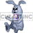 Animated grey Easter bunny tossing egg clipart.