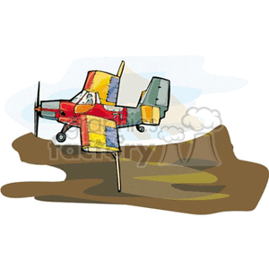 Agriculture plane spraying crops clipart.
