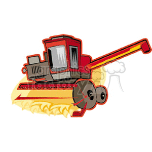 Red Grain Harvester Cutting Grain clipart. Royalty-free image # 128294