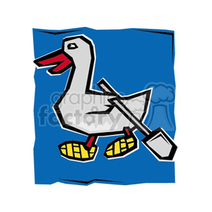 Shovel Laying on A Grey Duck clipart.