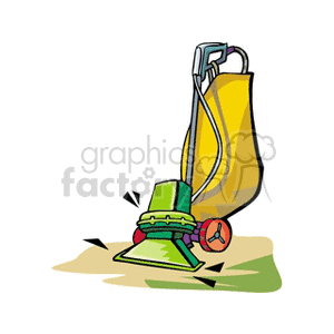 clipart - Lawn mower with bag grass collection attachment.