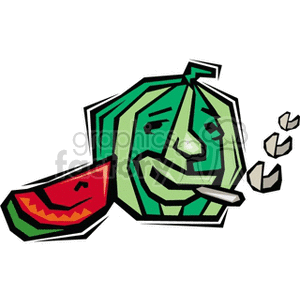 Silly smoking watermelon clipart.