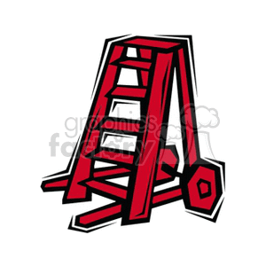 Red stepladder on wheels clipart.