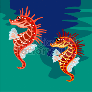 Two Seahorses Swimming clipart.