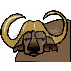The image appears to be a stylized clipart of a buffalo's head, featuring prominent curved horns. The buffalo has a neutral expression and the colors used are mainly brown tones with the horns in a lighter, yellowish hue.