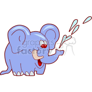 Cartoon elephant spraying water clipart.