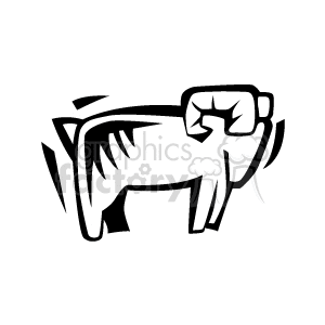 clipart - Black and white abstract ram.