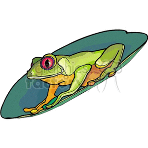 Little green tree frog with red eyes clipart. Royalty-free image # 129831