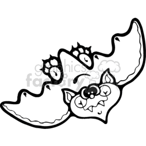  country style bat bats vampire halloween   bat004PR_bw Clip Art Animals Bats black and white line art cartoon silly