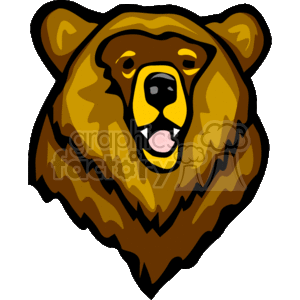 Close-up of forward facing adult grizzly clipart.