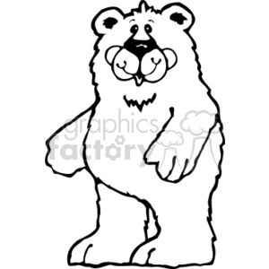  country style bear bears animal animals polar   bear025PR_bw Clip Art Animals Bears cartoon black and white line art smiling
