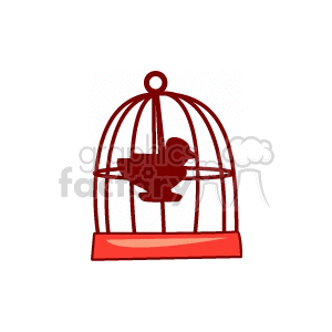 Silhouette of a bird perched in a cage clipart. Commercial use image # 130231
